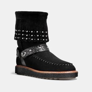 New Women's COACH Black Roccasin Boots